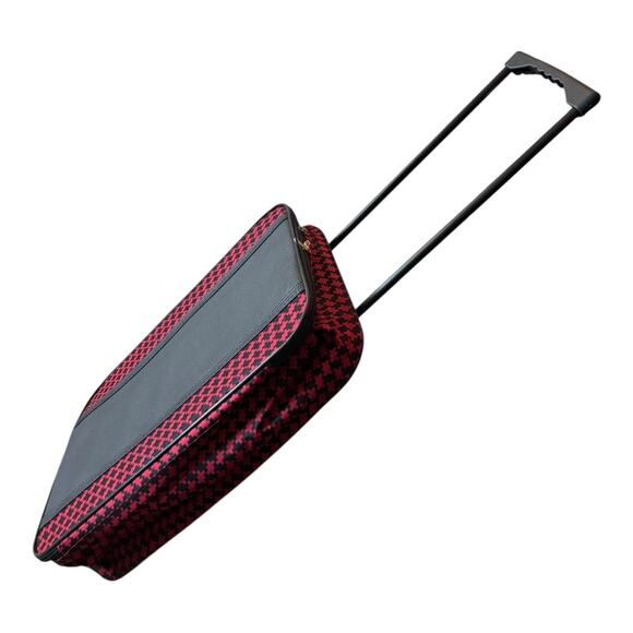 Collapsible Red & Black Travel Suitcase with Wheels and Retractable Handle - Picture 5 of 5